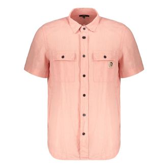 Diesel Korte Blouse - Heren - Korte mouwen Overhemden - Roze - S - Linnen - Overhemden