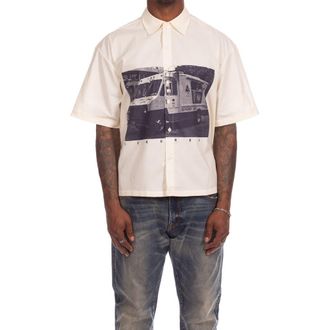 Icecream Truck Graphic Short Sleeve Button-Up Shirt in Antique White at Nordstrom, Size Xx-Large