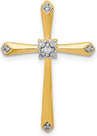 Diamond2Deal 14k Yellow Gold and White Rhodium 1/20 carat Diamond Cross Chain Slide