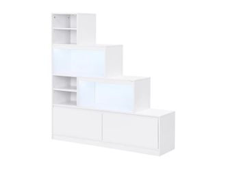 Vente-Unique Mobile Portascarpe 2 Ante E 6 Nicchie Con Led In Mdf Bianco - Lovila