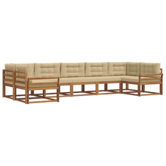 vidaXL Conjunto De Sof&aacute;s De Exterior Con Coj&iacute;n 7 Pcs Natural Y Beige Vidaxl