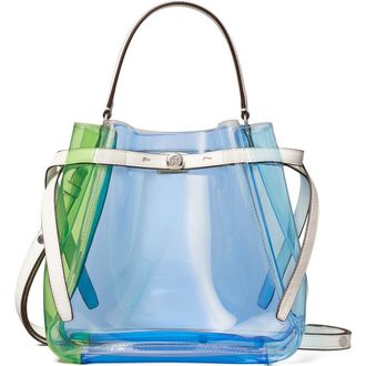 Tory Burch Romy Colorblock Clear Bucket Bag in The Pool Blue at Nordstrom