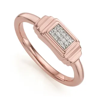 Monica Vinader Rose Gold Baja Deco Diamond Ring Diamond