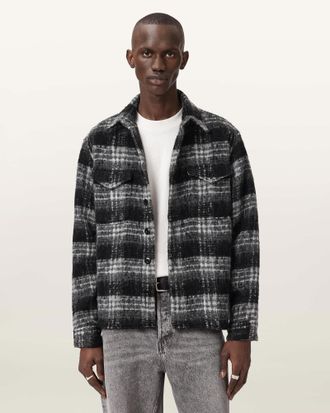 AllSaints Polyester Korey Relaxed Fit Check Shirt, Size: XXL