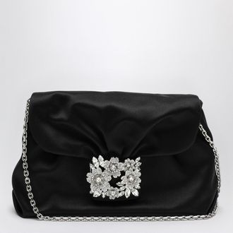 Roger Vivier Small Drapé Bag In Black Satin