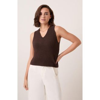 Celtic & Co. Ribbed V-Neck Tank Top in Chocolate at Nordstrom, Size X-Small