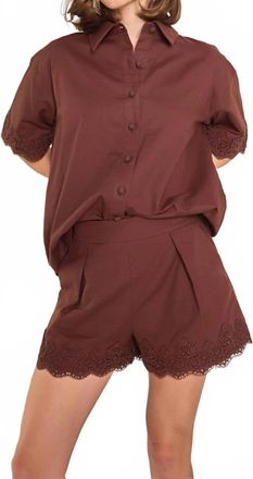 English Factory Lightweight Lace Shorts In Rich Chocolate Brown