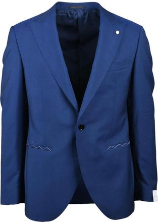 Luigi Bianchi Mantova Jassen, Heren, Blauw, L, Wol, Giacca Stondata