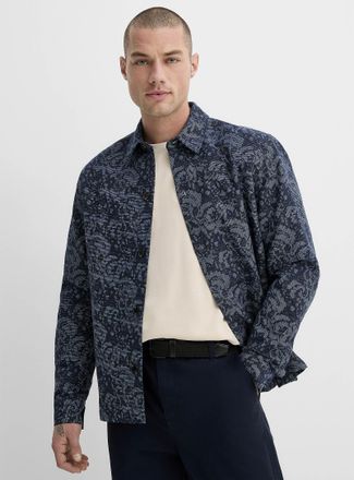 Le 31 Mens Floral jacquard overshirt Comfort fit