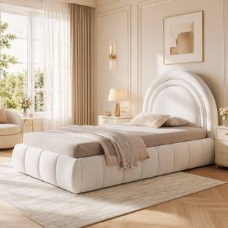 Merax 3ft Single Velvet Ottoman Bed with Storage & Padded Headboard in White