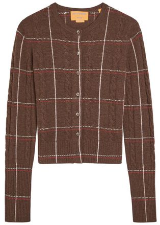 Guest In Residence Jane Check Cashmere Cardigan - Brown - S (UK8-10 / S)