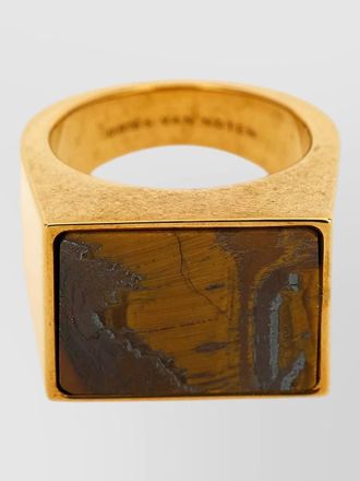 Dries Van Noten brass tiger eye signet ring
