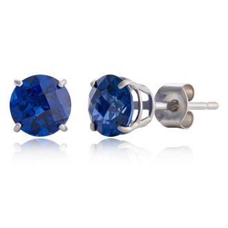 MAX + STONE 10k Yellow or White Gold 6mm Round Checkerboard Cut Gemstone Stud Earrings
