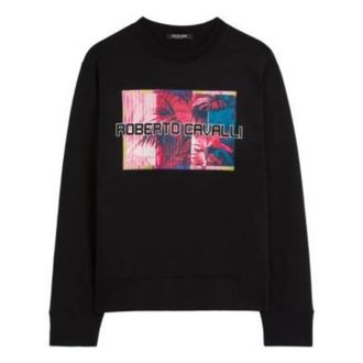 Roberto Cavalli Box Logo Print Cotton Sweatshirt, Size Small