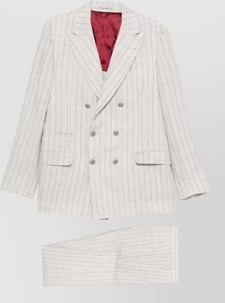 Brunello Cucinelli striped linen double-breasted suit jacket