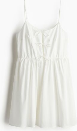 H&M Popelinekleid mit Bindedetail - White