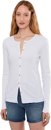 Faherty Paradise Pointelle Cardigan Womens Clothing White : SM, Cotton/Elastane/Polyester