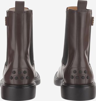 Tod's Womens Leather Ankle Boots Dark Brown