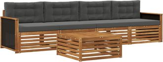 vidaXL Conjunto De Sof&aacute;s De Exterior 5 Uds. Natural Y Antracita Vidaxl