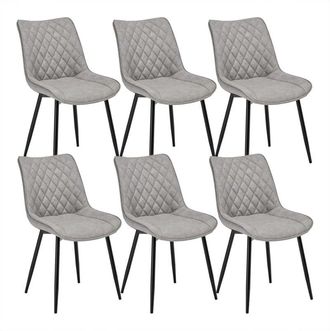 Woltu Set of 6 Dining Chairs Faux Leather Office Kitchen Chair Living Home-Grey