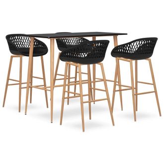 vidaXL Mesa Alta Y Taburetes De Bar 5 Piezas Negro Vidaxl