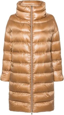 Herno Matilde Lange Donsjas - Dames - Gewatteerde jassen - Bruin - L - Nylon - Jassen