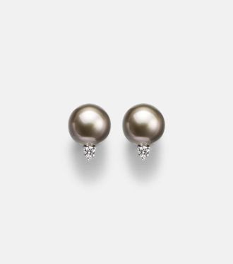 Mikimoto 18kt white gold earrings with pearls and diamonds