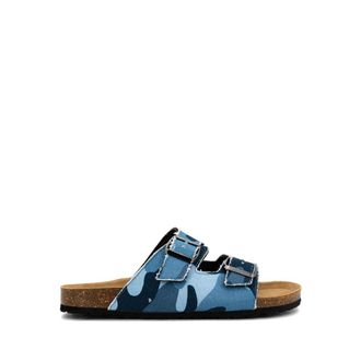 MC2 Saint Barth Sliders, male, Blue, Size: 13 US Cork Insole Sandals with Adjustable Straps