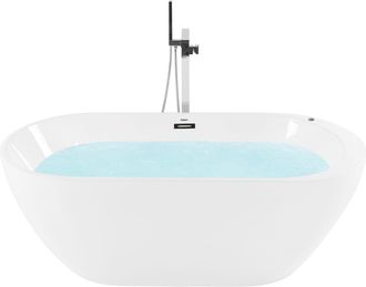 Beliani Ba&ntilde;era Independiente De Hidromasaje Blanco 170 Cm Moderno Jets De Masaje Spa Nevis
