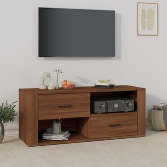 Berkfield Home TV Cabinet Brown Oak 100x35x40 cm Engineered Wood | Size: 100 x 35 x 40 cm