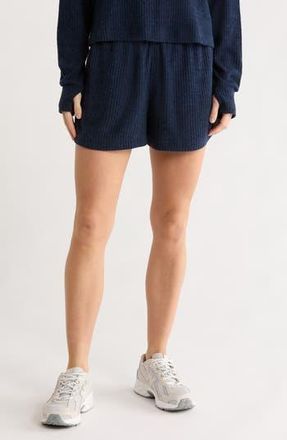 90 Degree by Reflex CityRun Rib Knit Wide Leg Shorts in Heather True Navy at Nordstrom Rack, Size X-Small