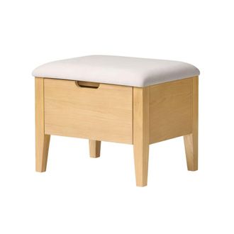 Woodek Banco en roble macizo 55 cm, asiento beige
