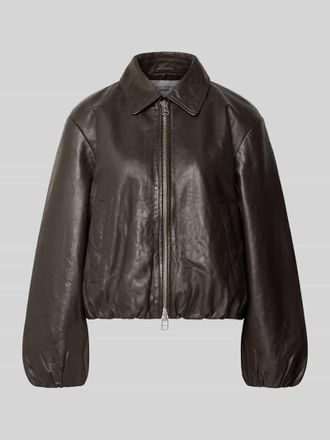 Marc O'Polo Denim Marc OPolo Denim Regular Fit Lederjacke mit elastischem Bund in Dunkelbraun, Gr&ouml;&szlig;e S