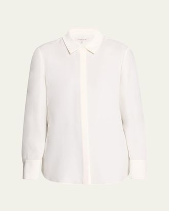 Lafayette 148 New York Scottie Silk Button-Down Blouse