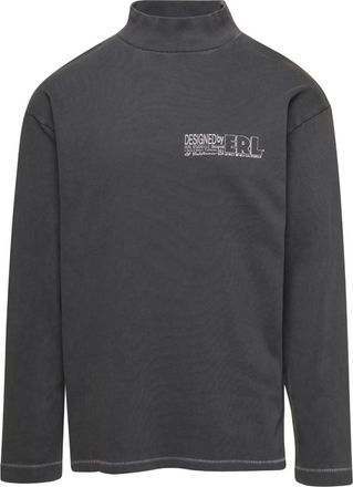 ERL Black Grey Printed Logo Pullover