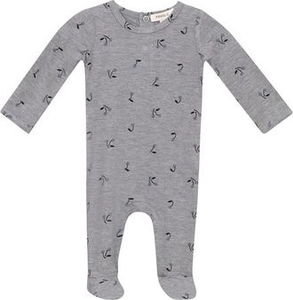 Fragile Stretch Jersey Cherry Print Rib Romper in Grey Mix at Nordstrom, Size 3M