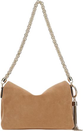 Jimmy Choo London Womens Bag Callie Flap Suede Beige Goat Leather
