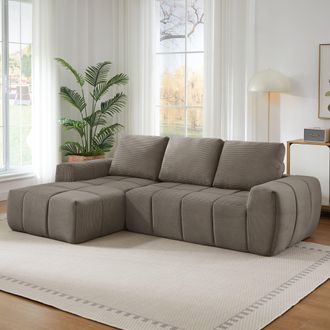 STILVORA Sof&aacute; De Compresi&oacute;n, Moderno Sof&aacute; De Esquina Extragrande, Lujoso Sof&aacute; En Forma De L De Terciopelo Con Cojines Extra&iacute;bles, Sof&aacute;s Acolchados Para Sala De