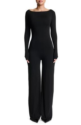 Naked Wardrobe Open Back Long Sleeve Jumpsuit in Black at Nordstrom Rack, Size X-Small