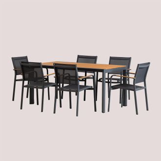 Sklum Set De Mesa Rectangular Classic (160x90 Cm) Y 6 Sillas De Jard&iacute;n Archer Sklum