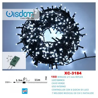 Trade Shop Trade Shop - Catena Luminosa 160miniled Luce Bianca Cavo Verde 7 Melodie 8 Giochi Luce Xc3184