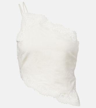 Poss&eacute; Darya embroidered linen and cotton top