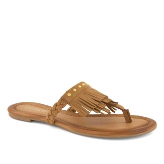 Andrea Womens Braided Strap And Fringe Sandal In Honey