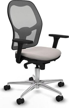 Piqueras y Crespo Piqueras Y Crespo - Jorquera Sincro Malla Gris Similpiel Blanco Brazos 3d Base Aluminio Ruedas 65mm Nailon