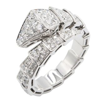 Bulgari Silver Clear White Gold (18K) Band Ring (Pre-Owned)