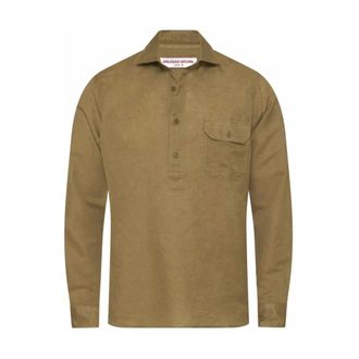 Orlebar Brown Casual Shirts, male, Green, 2XL, Green Linen-Cotton Overhead Shirt