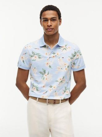 Tommy Hilfiger Mens Regular Fit Floral Print Polo - Blue - XXXL