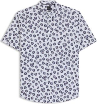 BOSS Slim-fit shirt in floral-print cotton