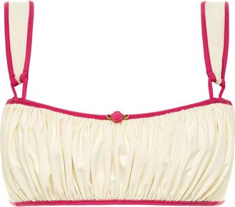 Montce Swim Victoria Bikini Top in Cream Raspberry Binded at Nordstrom Rack, Size Medium