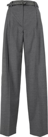 Max Mara Lago pantalon met wijde pijpen - Dames - Broeken - Grijs - Maat: XS Zijde